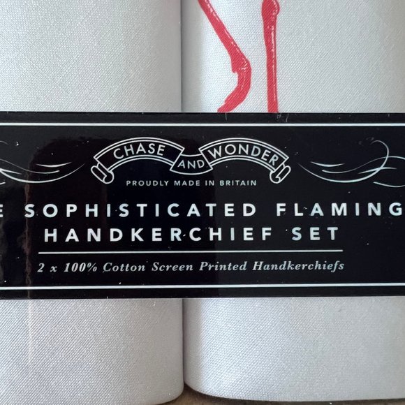 New CHASE and WONDER The Sophisticated Flamingo Handkerchief Set - Picture 2 of 3